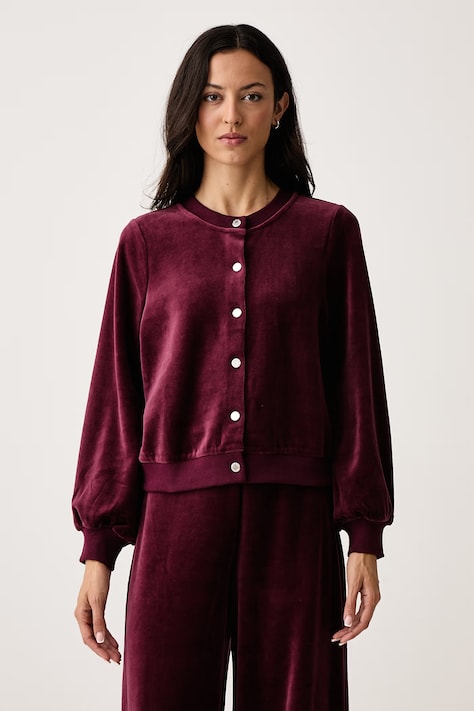 DKNY Bluza damska welurowa bordowa DJ6J6326