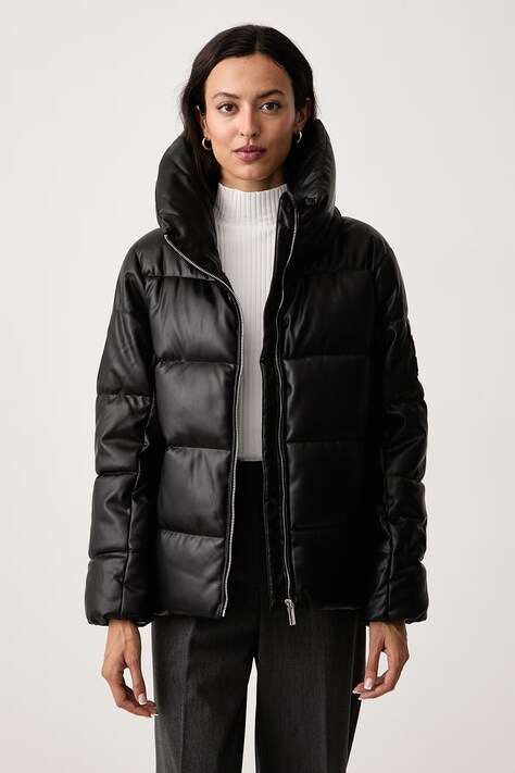 DKNY Kurtka pikowana damska z imitacji skóry czarna DJ6J6291