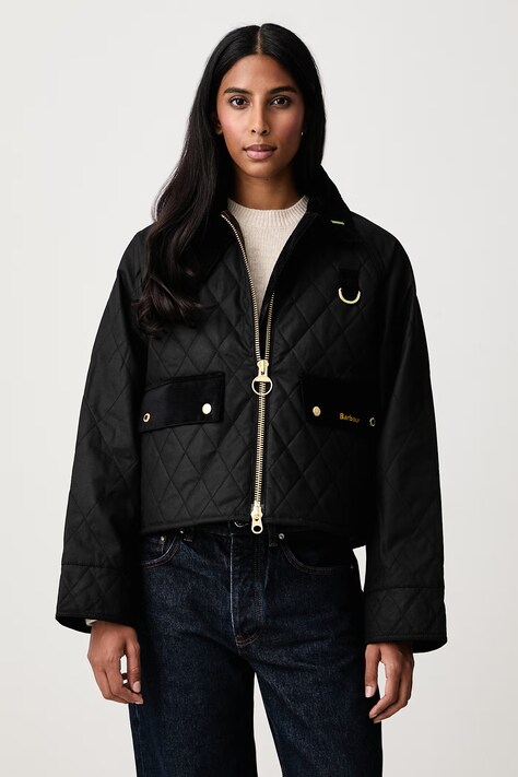 Barbour Krótka kurtka damska bawełniana czarna LWX1580