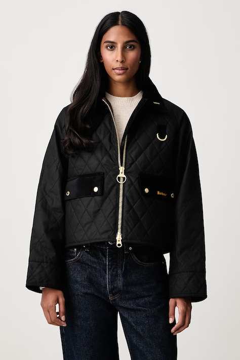 Barbour Krótka kurtka damska bawełniana czarna LWX1580