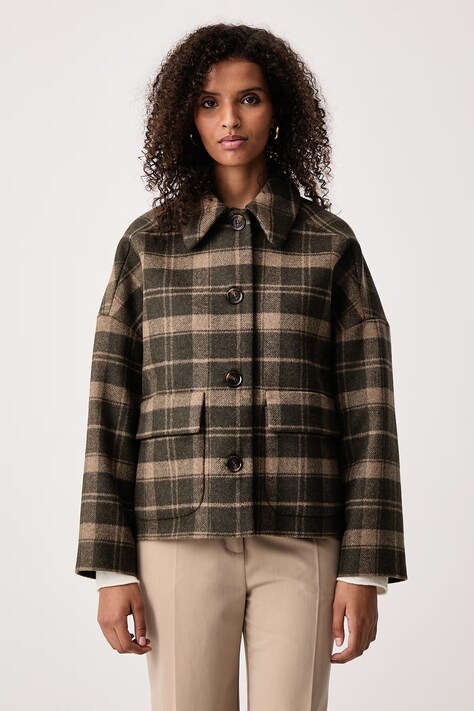 Barbour Krótka kurtka damska z wełną Myla zielona LWO0261