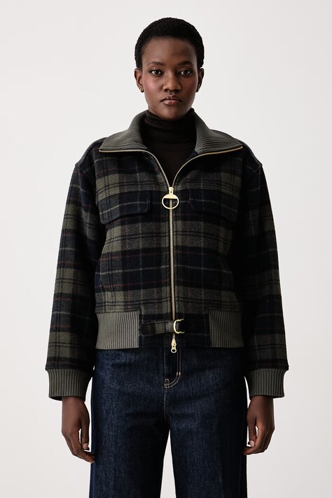 Barbour Kurtka damska z dodatkiem wełny Ivybridge zielona LOS0090