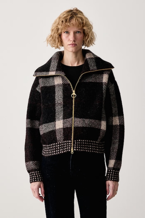 Barbour Sweter rozpinany damski z wełną Carville multicolor LKN1797