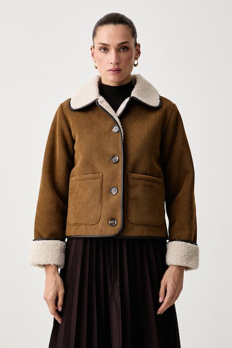 Barbour Krótka kurtka damska sztruksowa Penny beżowa LCA0423