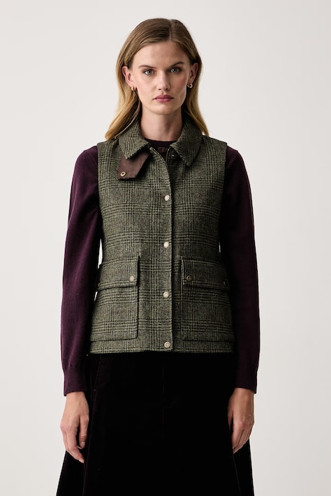Barbour Bezrękawnik damski wełniany Joyce zielony LWO0265