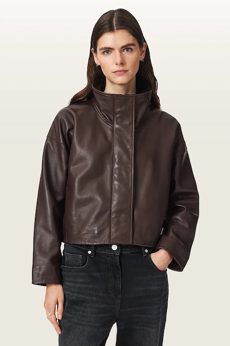 AllSaints Kurtka damska skórzana RYDER bordowa W041LB