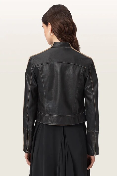 AllSaints коротка куртка жіноча шкіряна TIGGY LEATHER JACKET — AW26-KUDYWB, чорний — фото 2