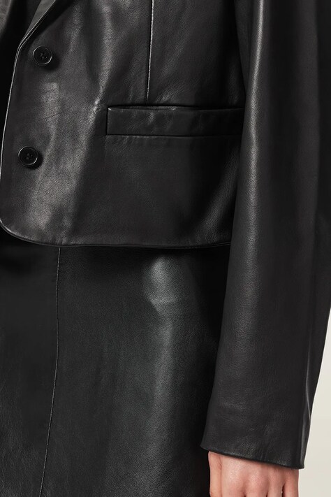 AllSaints коротка куртка жіноча шкіряна APTON — AW26-KUDYWG, чорний — фото 6