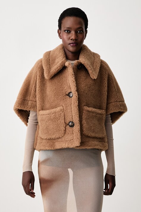 Max Mara krótka kurtka damska z wełną brązowa 2624736252600