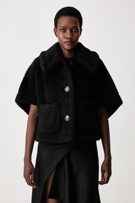 Max Mara Peleryna damska z wełną czarna 2624736242600