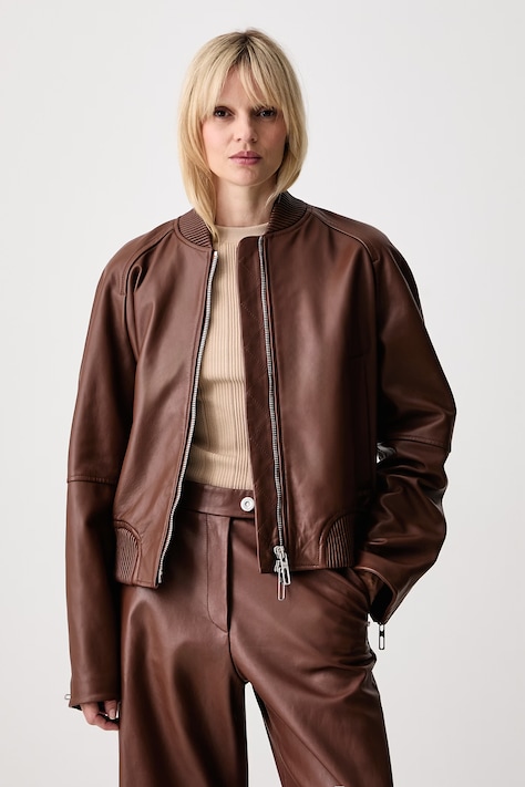 Sportmax Amour bomberka damska skórzana brązowa 2622446011600