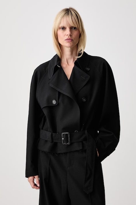 MM6 Maison Margiela krótki trencz damski z wełną czarny S52AM0361-M35436