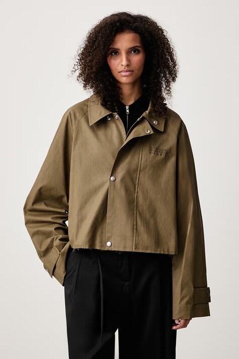 MM6 Maison Margiela Krótka kurtka damska bawełniana z elastanem zielona S52AM0360-M36001