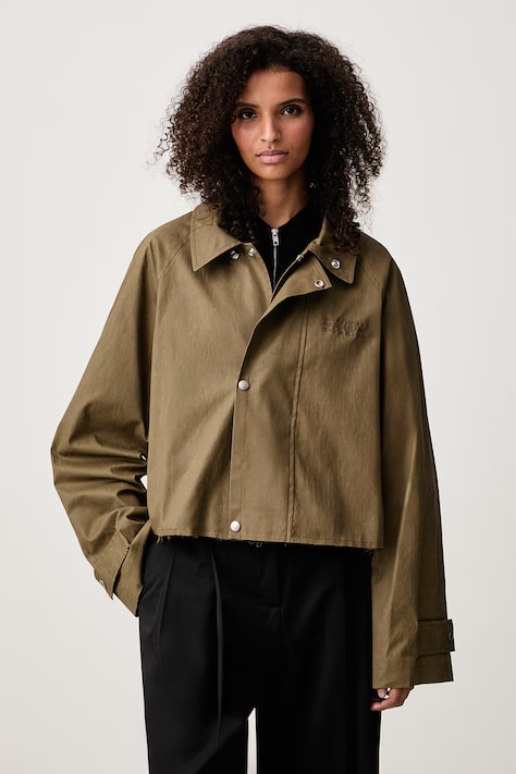 MM6 Maison Margiela Krótka kurtka damska bawełniana z elastanem zielona S52AM0360-M36001