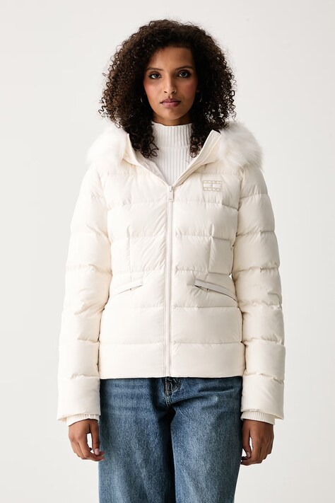 Tommy Jeans Πουπουλένιο μπουφάν γυναικείο μπεζ DW0DW23409