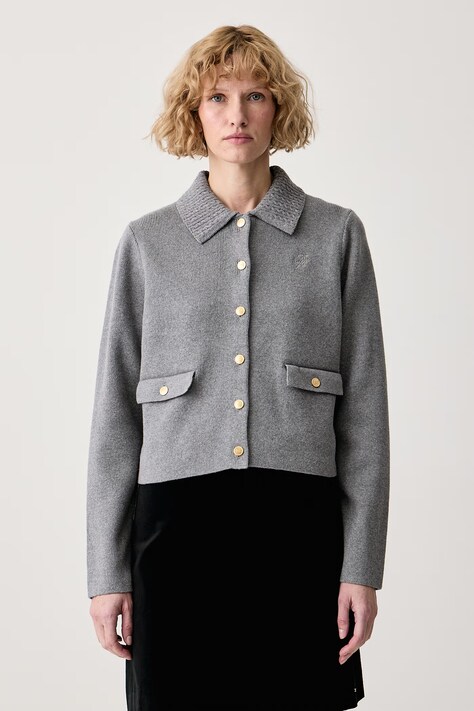 Tommy Hilfiger Cardigan elegante da donna con misto lana grigio WW0WW51426