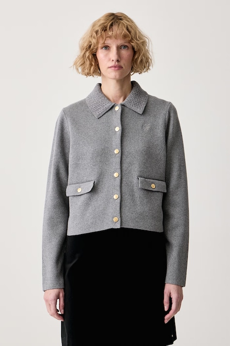 Tommy Hilfiger Cardigan elegante da donna con misto lana grigio WW0WW51426
