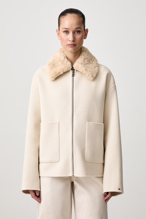 Tommy Hilfiger Jakna ženska z volno bež WW0WW52915