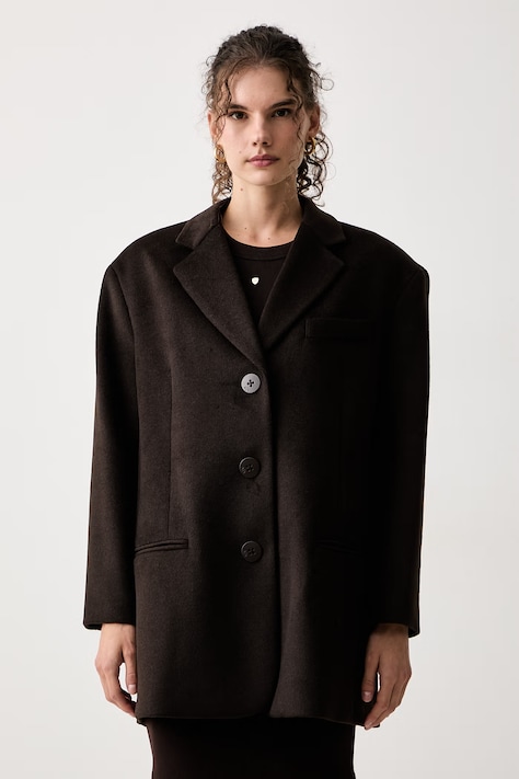 Armani Exchange Kratki kaput za žene s dodatkom vune smeđi XW003139 AF26076