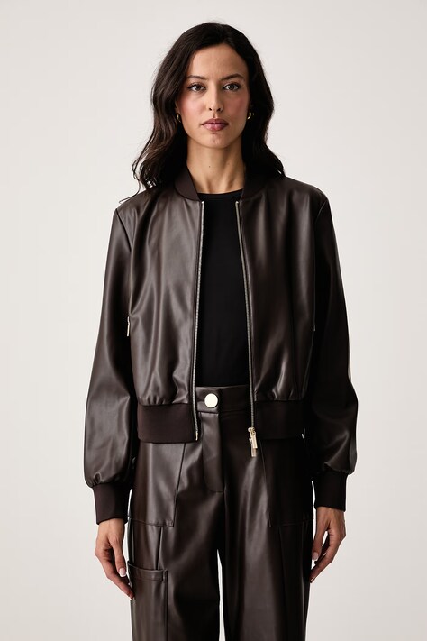 Armani Exchange Bunda bomber dámska z imitácie semišu hnedá XW003136 AF10203