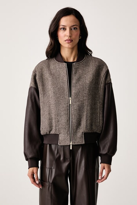 Armani Exchange Bunda bomber dámska s vlnou hnedá XW002450 AF26075