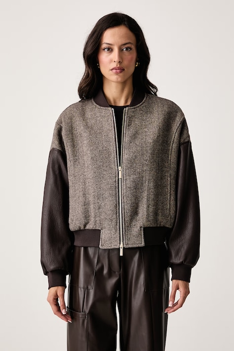 Armani Exchange Bunda bomber dámska s vlnou hnedá XW002450 AF26075