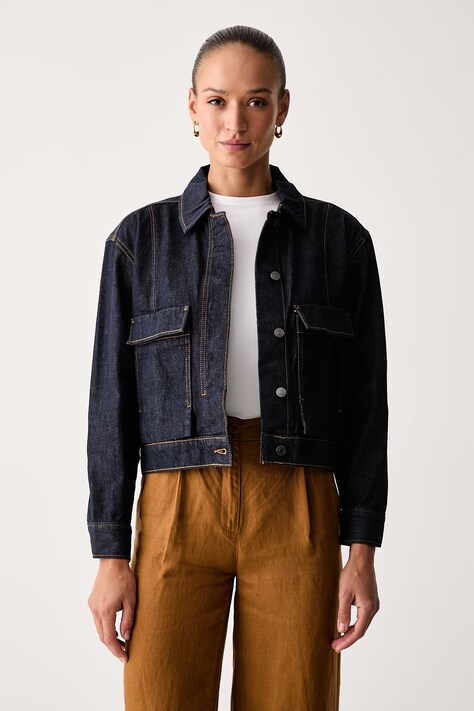 United Colors of Benetton Kurtka damska jeansowa granatowa 27KYDN0AD