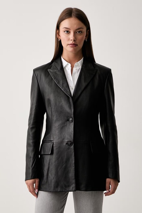 Trussardi kurtka koszulowa damska skórzana czarna Q005A000435N