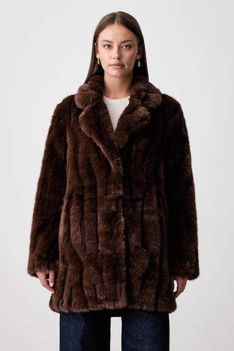 Joseph Ribkoff cappotto in pelliccia sintetica da donna marrone 263916