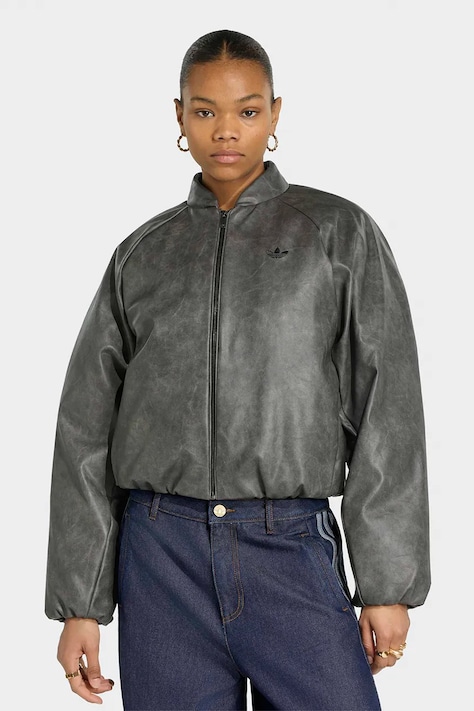 adidas Originals Bunda bomber dámska z imitácie kože čierna KT4240