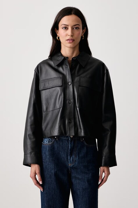 Weekend Max Mara Kurtka koszulowa damska skórzana WKDPIOVRA czarna 2625446021600