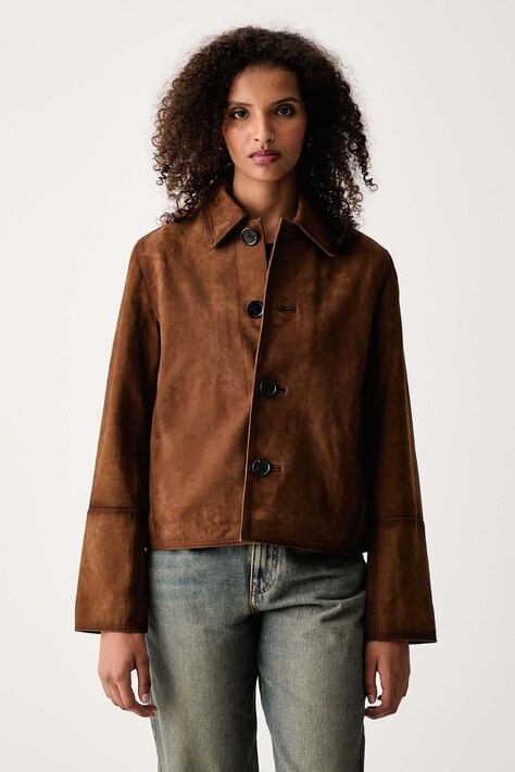 Zadig&Voltaire Μπουφάν γυναικείο δέρμα σουέτ LESSA καφέ RWOW01289