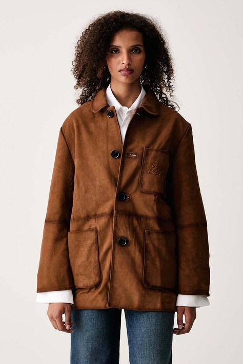 Zadig&Voltaire Μπουφάν γυναικείο δέρμα σουέτ VENEZIA καφέ RWOW01284