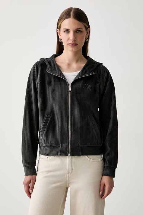 Joop! felpa con cappuccio da donna in velluto grigia 30104264