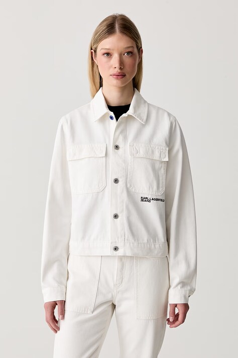 Karl Lagerfeld Jeans kurtka damska jeansowa beżowa B3W14021