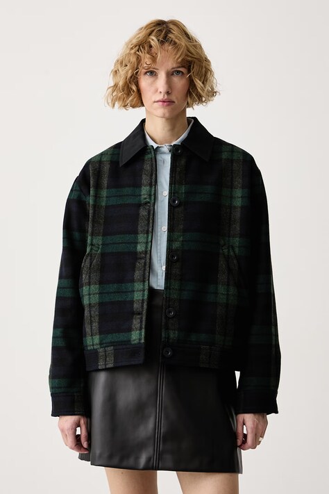 A.P.C. Krótka kurtka damska z wełną blouson anna zielona WOATI.F32066