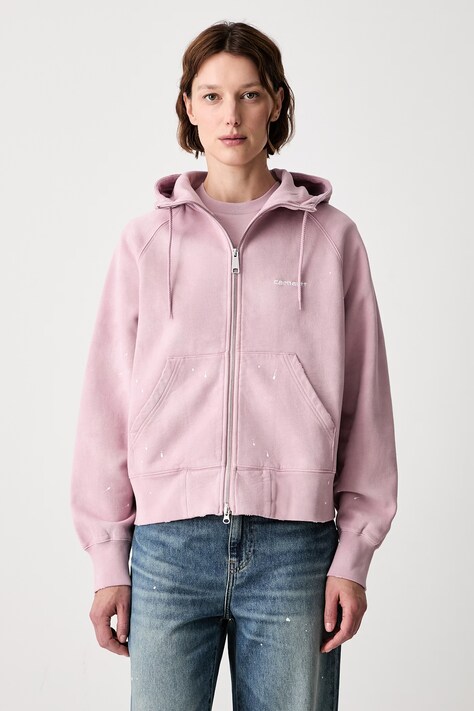 Carhartt WIP W Hooded Painter bluza rozpinana bawełniana damska różowa I036842