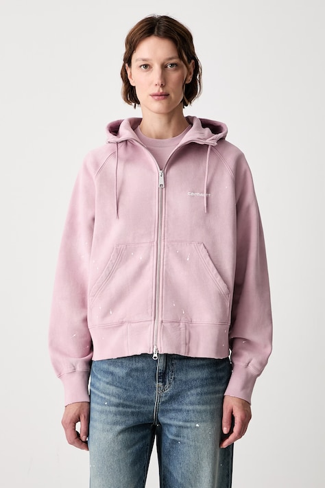 Carhartt WIP W Hooded Painter bluza rozpinana bawełniana damska różowa I036842