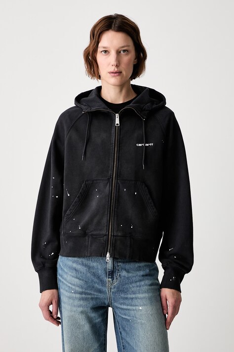 Carhartt WIP W Hooded Painter bluza rozpinana bawełniana damska czarna I036842