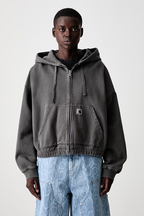 Carhartt WIP W Hooded Hoggard bluza rozpinana z kapturem bawełniana damska szara I036812
