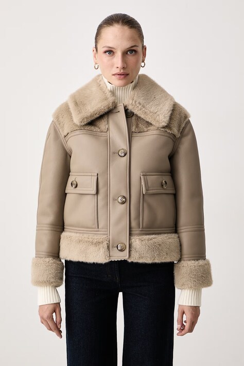 Twinset Giacca da donna in similpelle beige 262TT2050