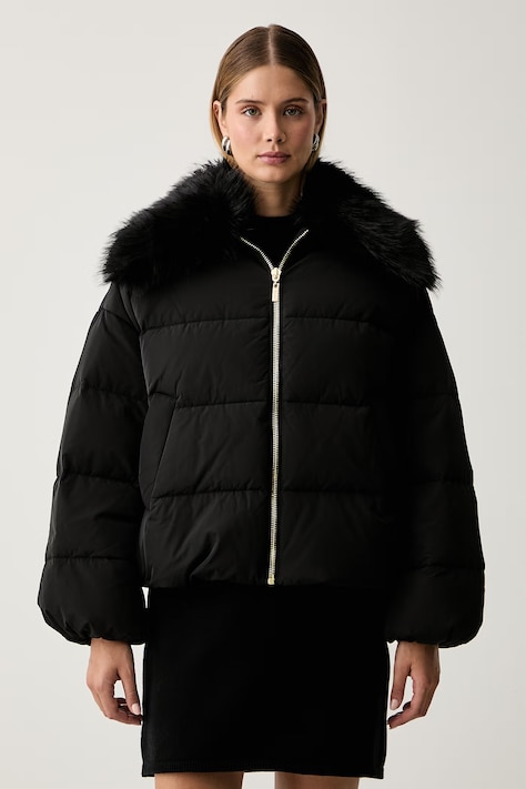 Twinset пухено яке дамско черно 262TP2360