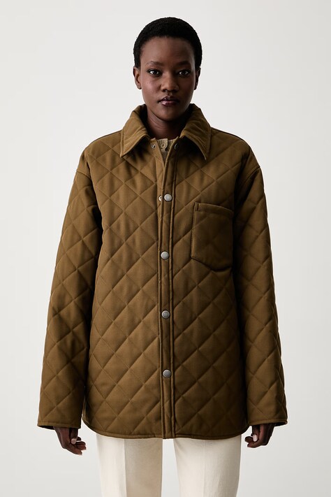 A.P.C. kurtka przejściowa damska z dodatkiem wełny blouson georges zielona PSANG.M32034