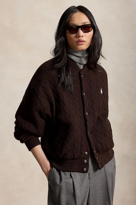 Polo Ralph Lauren bomberka damska z wełną brązowa 211B30888