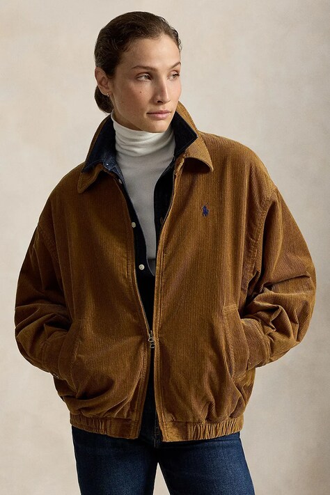 Polo Ralph Lauren Kurtka damska z bawełną brązowa 211A99750