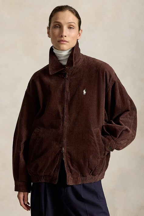 Polo Ralph Lauren Kurtka damska z bawełną brązowa 211A99750