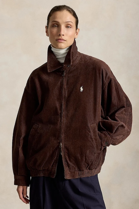 Polo Ralph Lauren Kurtka damska z bawełną brązowa 211A99750