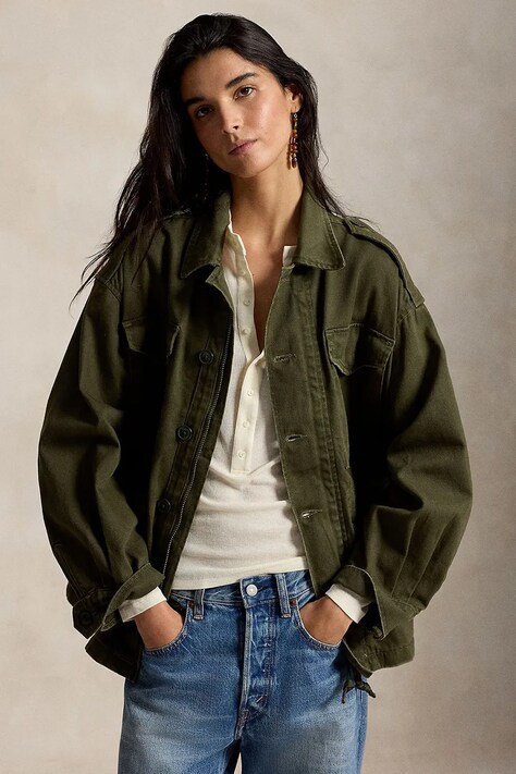 Polo Ralph Lauren Kurtka przejściowa damska bawełniana zielona 211A93153