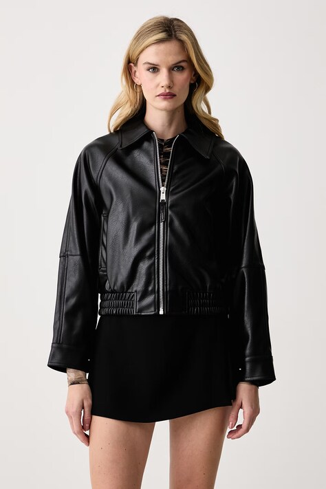 Guess Přechodová bunda dámská z imitace kůže AUDRINE černá W6BL45 W4102