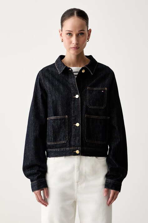 Tommy Hilfiger τζιν μπουφάν γυναικείο σκούρο μπλε WW0WW50002